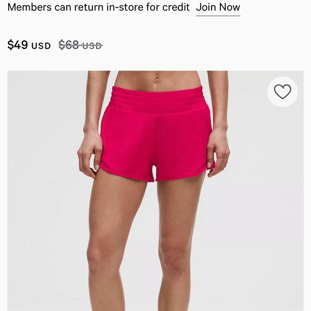 Lululemon Speed Up High-Rise Lined Short 2.5" in limited edition red color